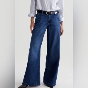 AG Adriano Goldschmied Stella Dark Blue high rise wide leg Flare Jeans, new